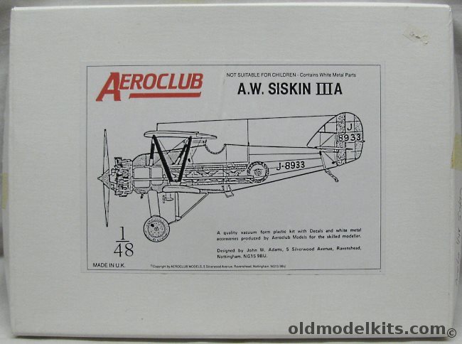 Aeroclub 1/48 A.W. Siskin IIIA - RAF No. 32 Sq 1931 or No. 29 Sq 1928 plastic model kit